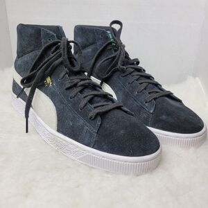 Puma Suede Classic Mid XXI Black w White Logo Sneaker Style 38020501 Size 11.5